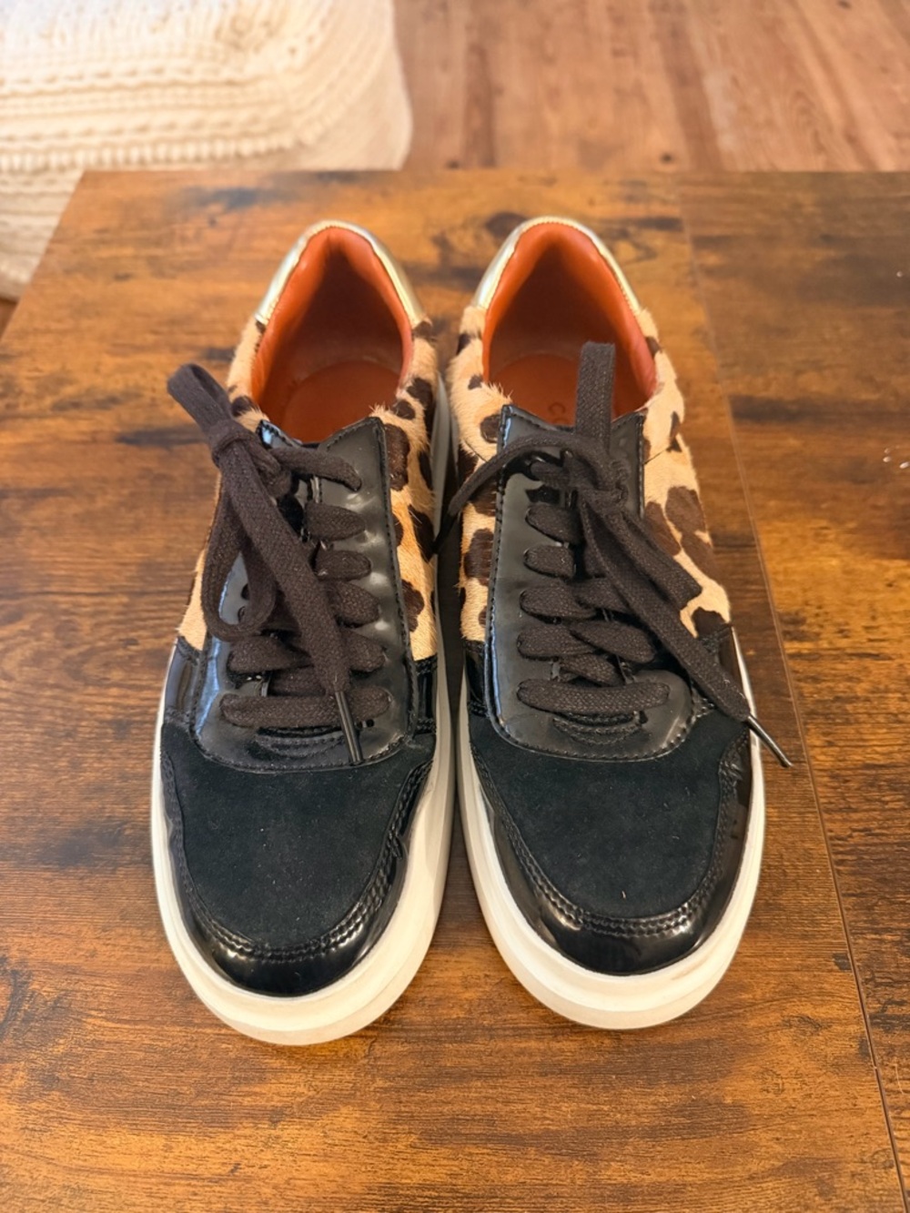 Cole Haan GrandPro Sneakers Size 8 Leopard Calf Hair Platform Sneakers